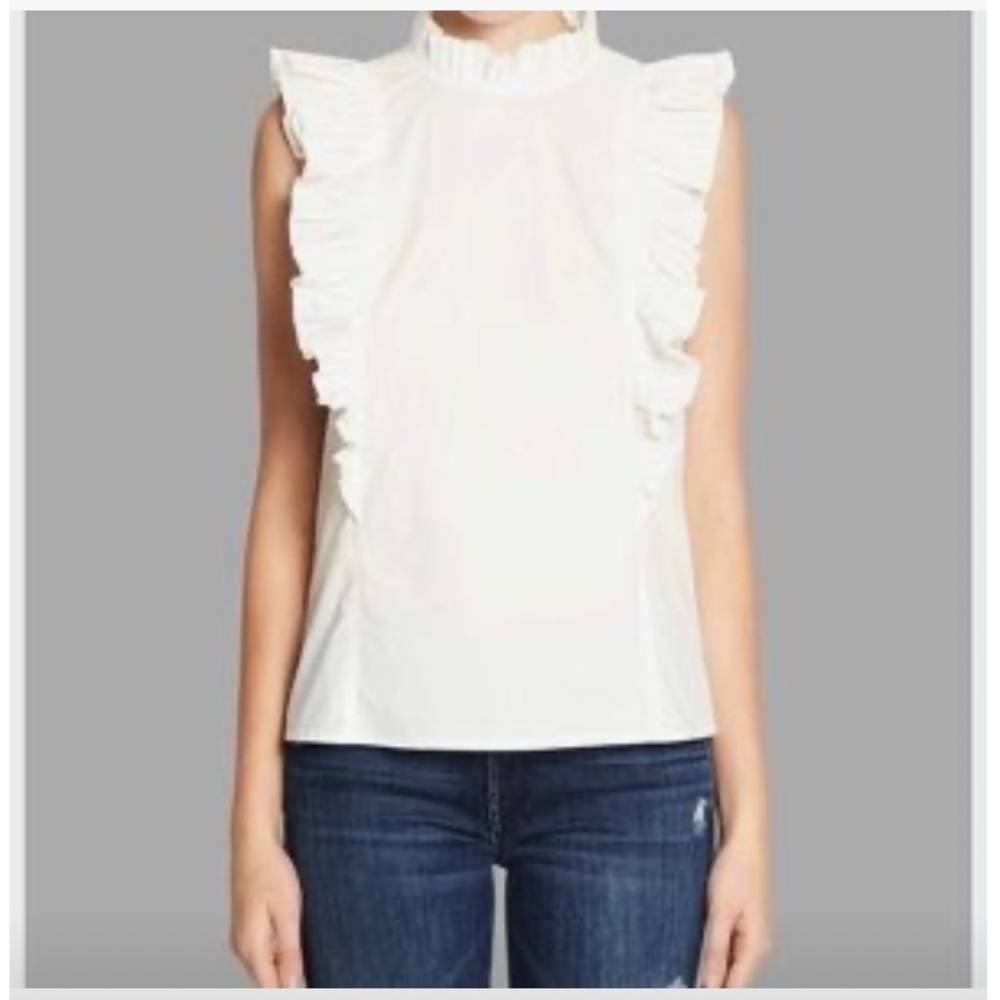 Rebecca Taylor - Poplin Ruffle Sleeveless Top - Size 2